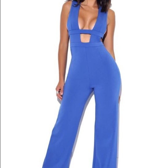 Bossy Deep V Cut Out Stretch Crepe Jumpsuit - Picture 1 of 4